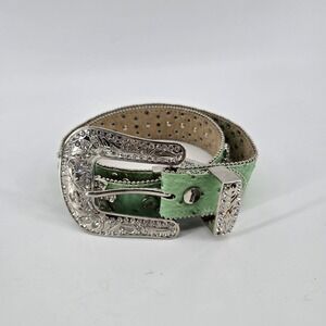 BHW  Wide Bling Rhinestone Studded Belt Western Leather Cowgirl‎ 137 Size SM New